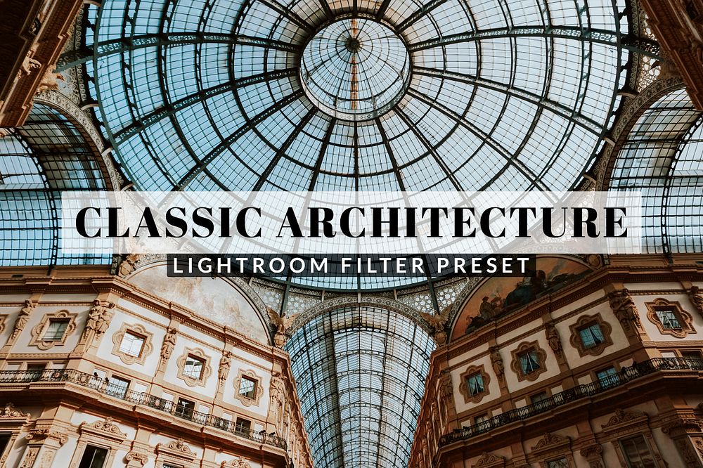 Vintage Lightroom preset filter, travel blogger & influencer classic architecture add-on for desktop and mobile