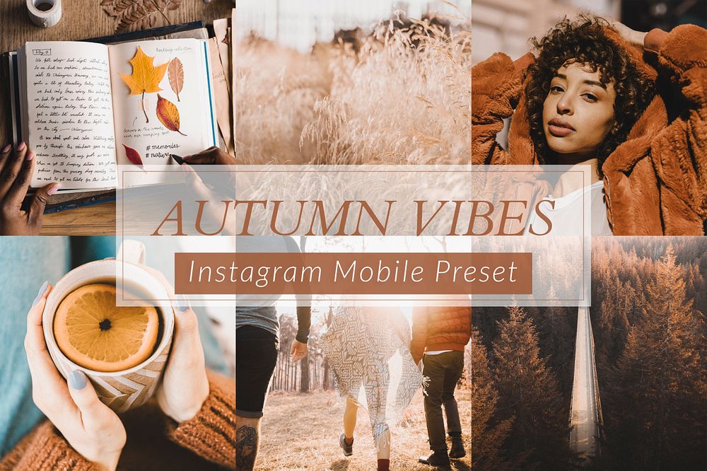 Autumn instagram mobile preset filter, fall color vibes warm mood & tone blogger style easy overlay add-on