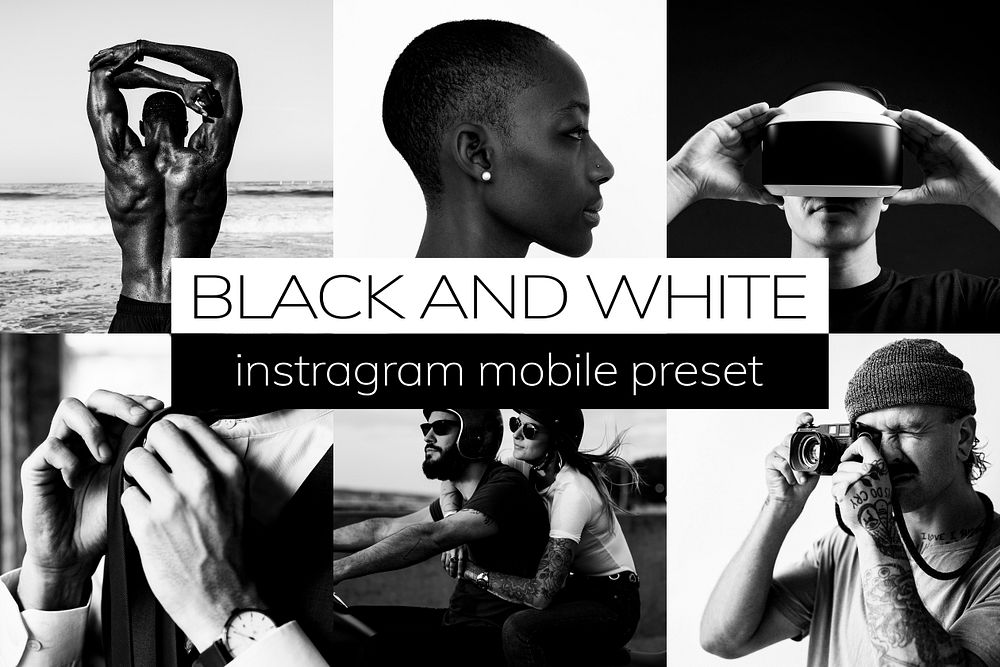 Black and white instagram filter mobile preset, blogger & influencer monochrome easy add-on black and white