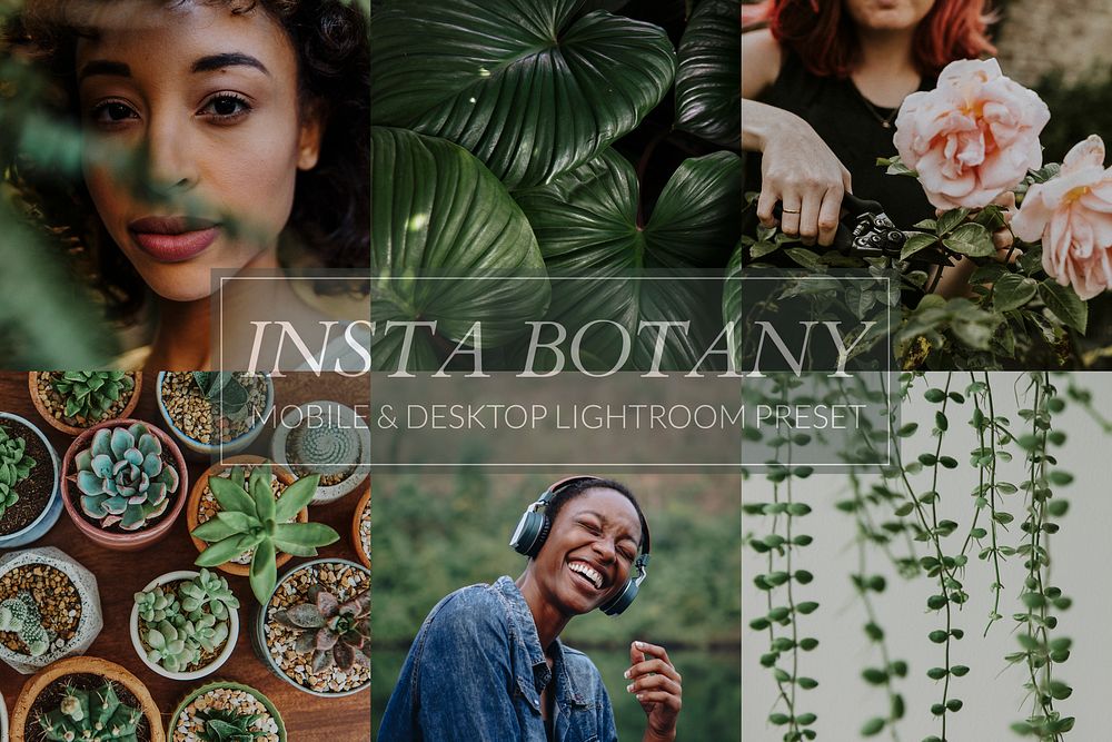 Botanical instagram filter mobile preset, blogger & influencer green insta botany easy overlay