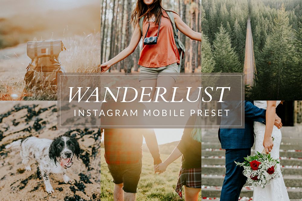 Travel instagram filter mobile preset, wanderlust warm mood & tone blogger style easy overlay add-on