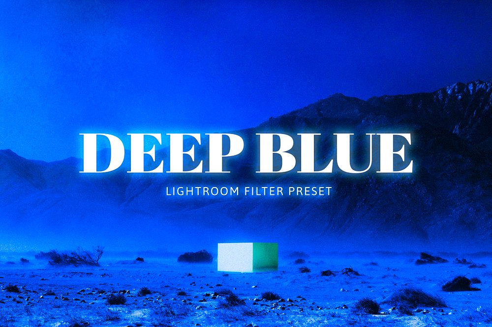 Deep blue lightroom preset filter effect, abstract neon blogger style add on