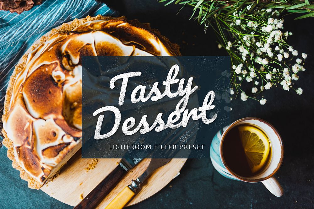 Tasty food lightroom preset filter effect, dessert blogger easy overlay add on