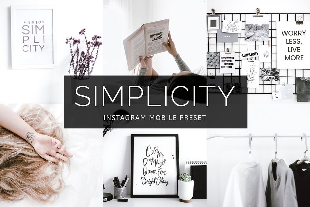 Simplicity instagram mobile preset filter, lifestyle blogger & influencer overlay add on