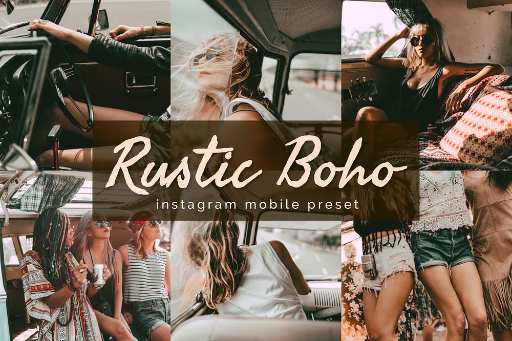 Rustic boho instagram mobile preset filter, aesthetic travel easy add on