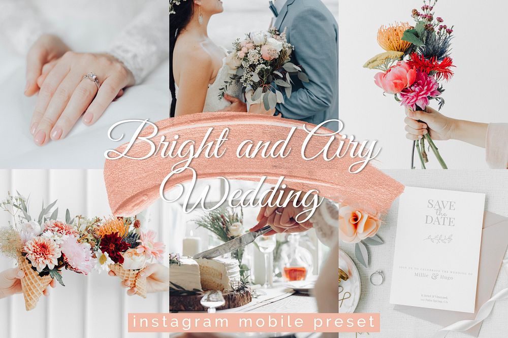 Wedding instagram mobile preset filter, bright & airy overlay add on