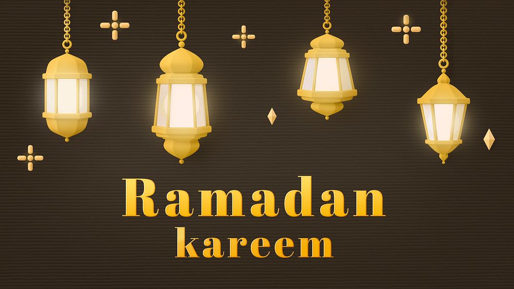Ramadan lantern banner template, traditional greeting psd