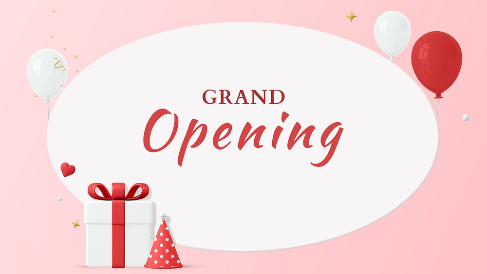 Grand opening blog banner template, 3d graphic psd
