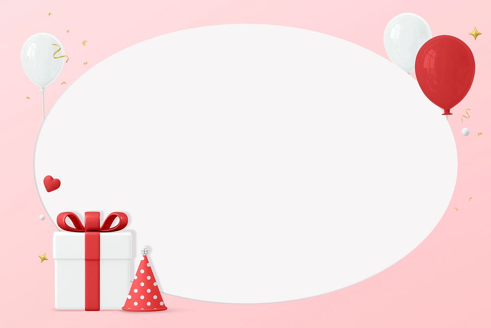 Pink birthday background, 3d balloon & gift box design