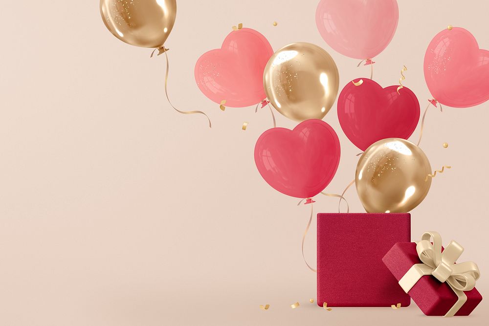 Birthday background, 3d balloon & gift box design