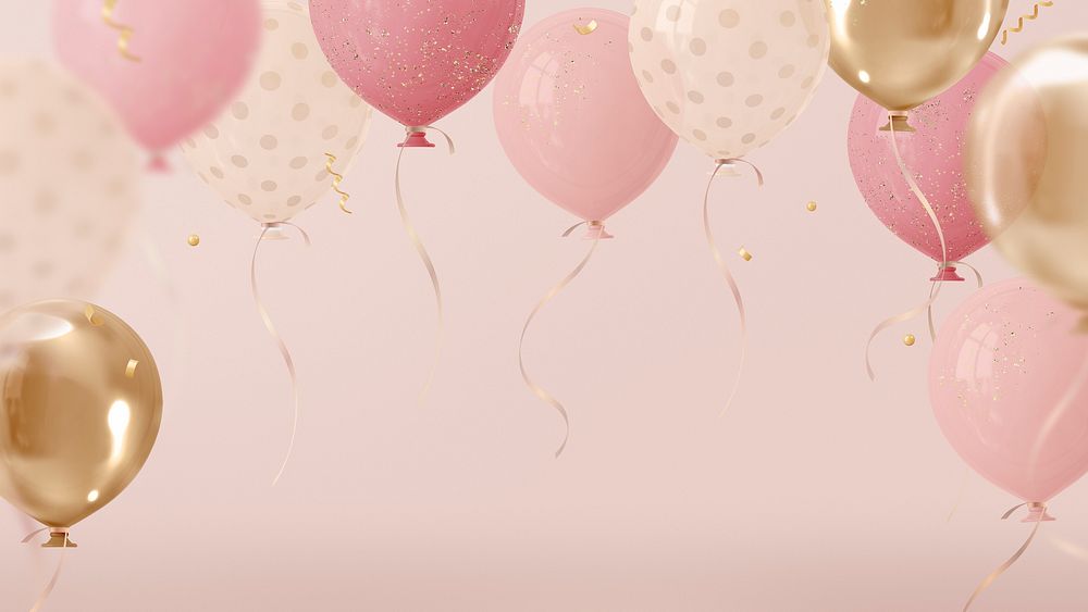 Balloons HD wallpaper, 3d aesthetic graphic