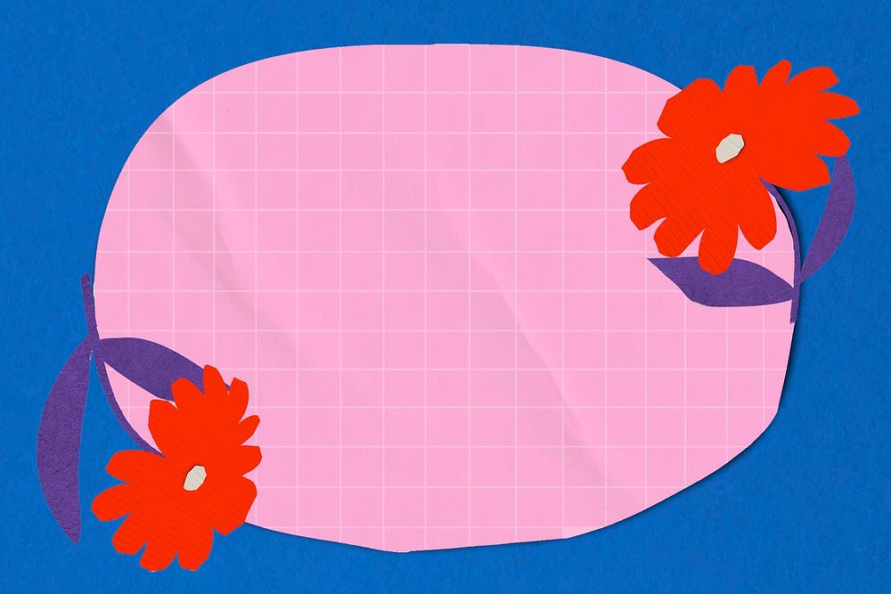 Colorful frame social media banner, paper craft flower design vector 