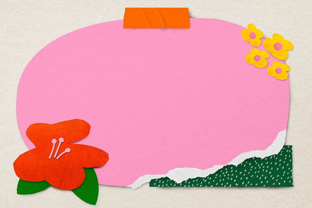 Paper craft frame background, colorful flower design