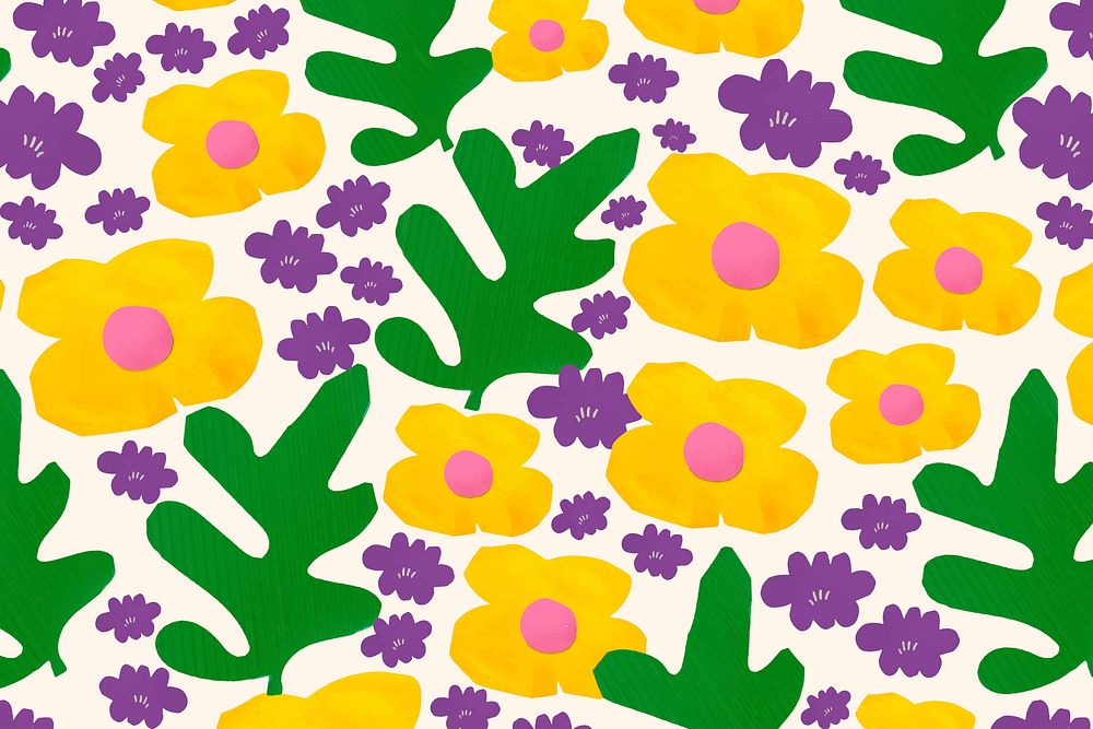 Colorful seamless floral pattern background, paper craft design vector