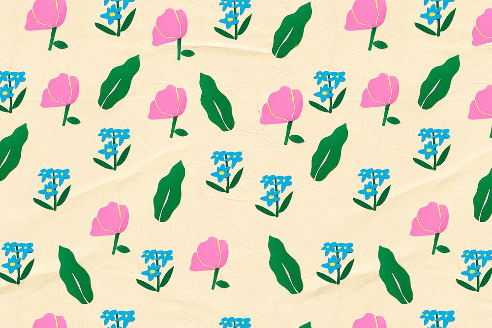 Flower pattern background, paper craft colorful design