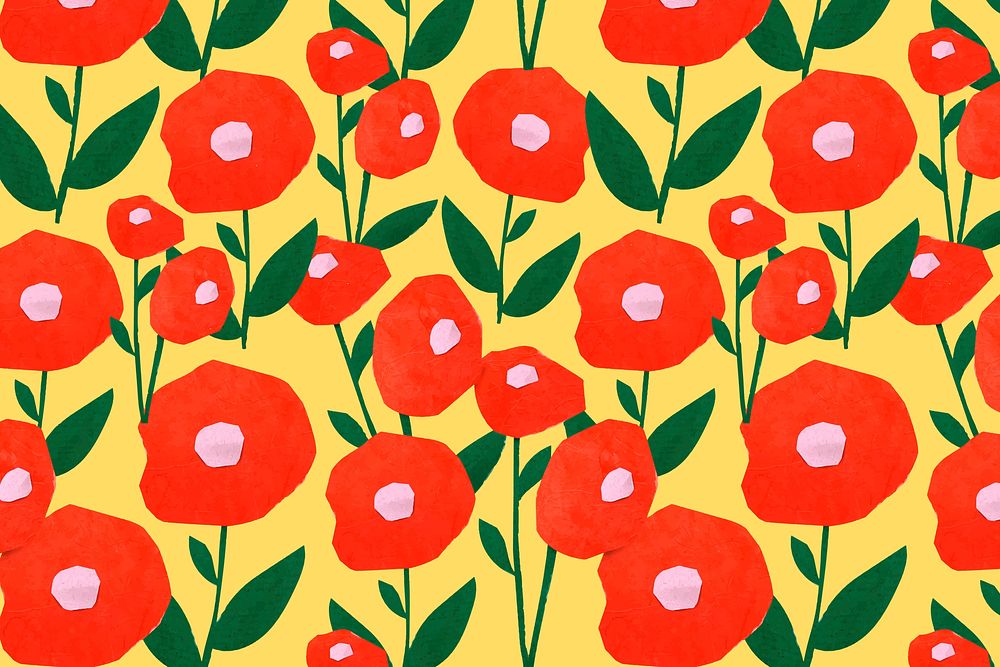 Colorful seamless floral pattern background, paper craft design vector