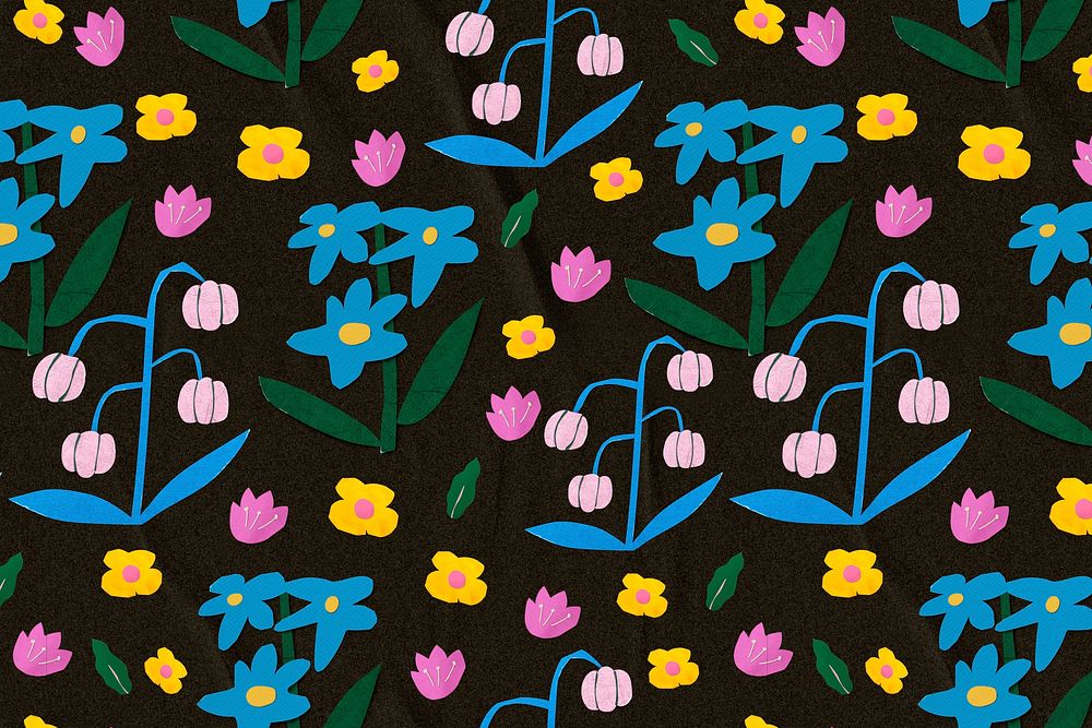 Flower pattern background, paper craft colorful design