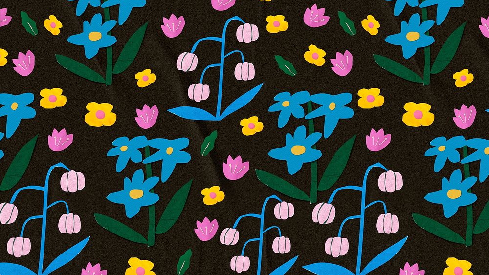 Colorful desktop wallpaper flower pattern, paper craft design