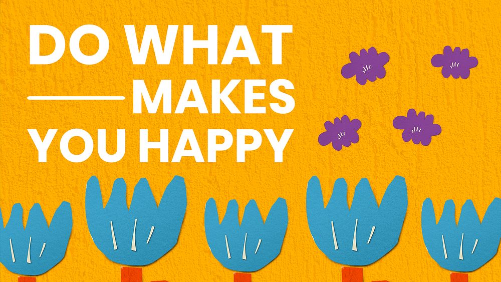 Happiness quote computer wallpaper template, colorful flower design psd