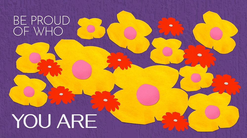 Motivational quote desktop wallpaper template, colorful paper craft flower design vector