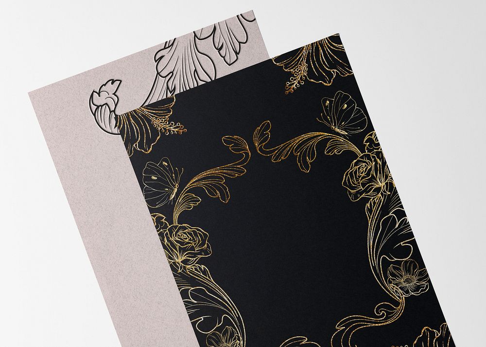 Wedding invitation card, floral graphic with design space