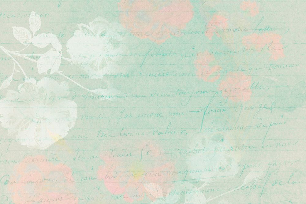 Vintage floral green digital journal paper note collage background 