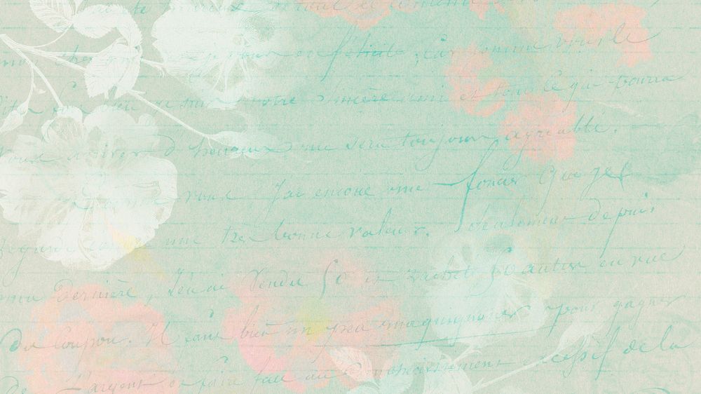 Vintage floral green digital journal paper note collage background 