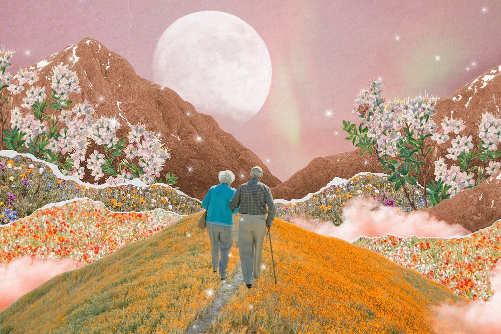 Eternal love background, senior couple design