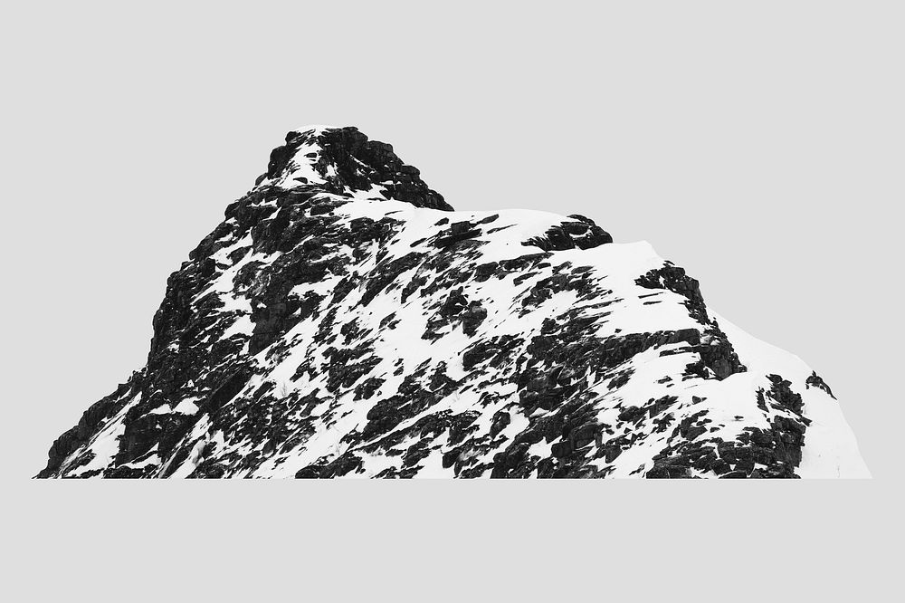 Snow on rock mountain collage element, aesthetic border design