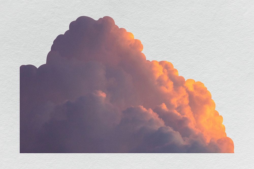 Sunset cloud collage element, sky design psd