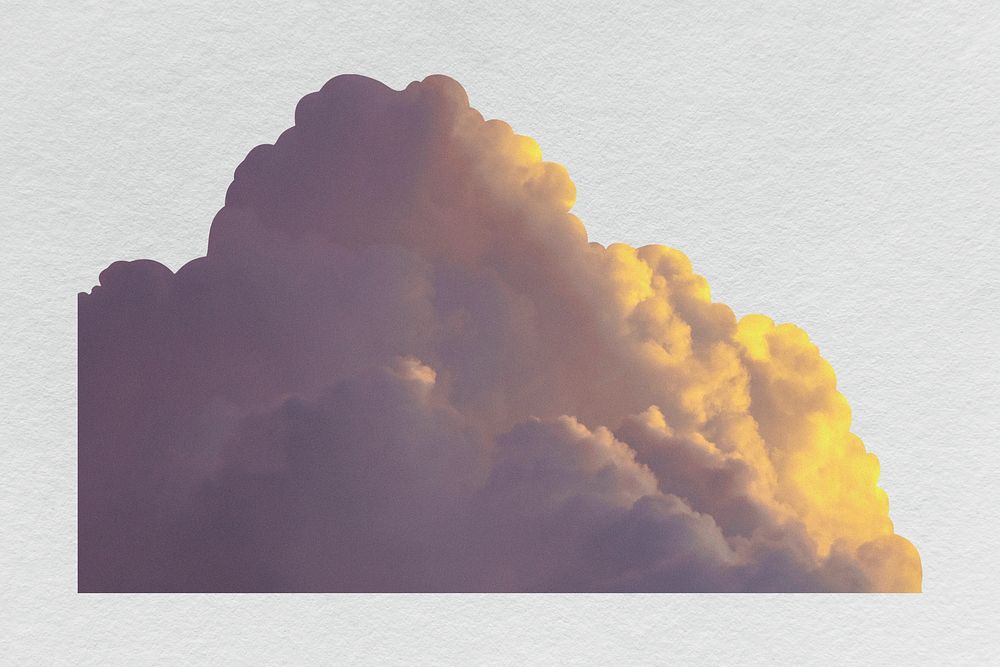 Sunset cloud collage element, sky design psd