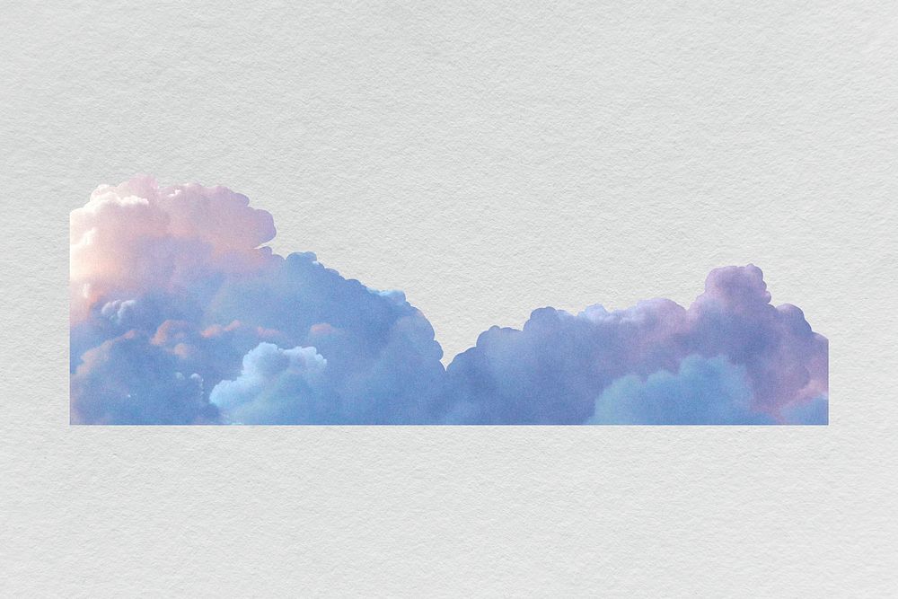 Pastel blue cloud cloud collage element, sky design psd