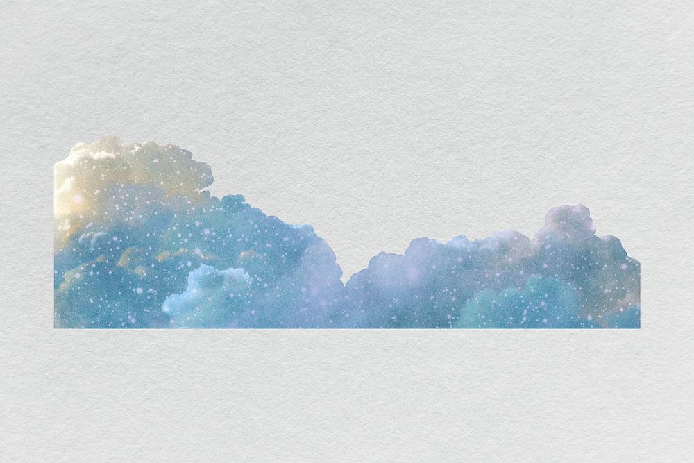 Blue aesthetic cloud collage element, sky design psd