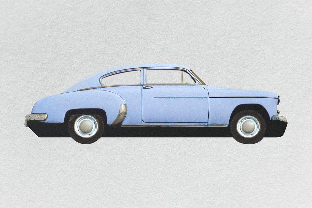 Vintage blue car clipart, automobile design psd