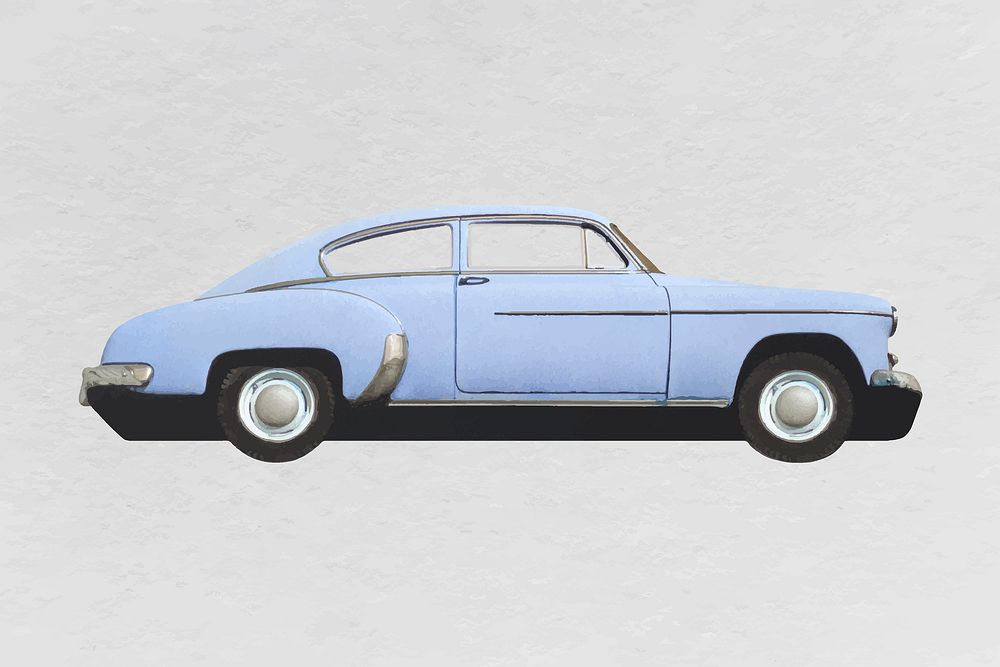Blue vintage car cut out, vehicle design vector