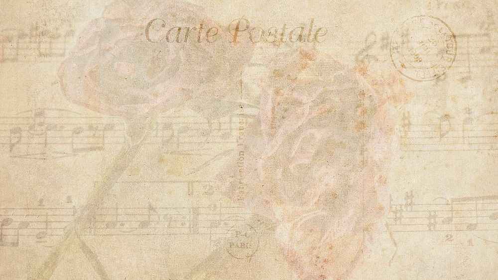 Vintage rose desktop wallpaper, high resolution background with musical note