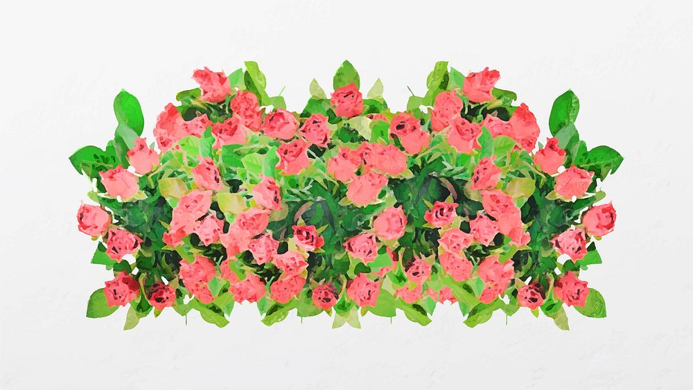 Rose bush collage element, garden design vector