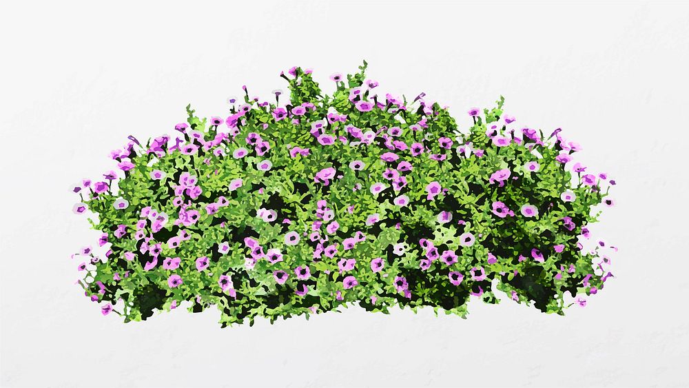 Purple flower bush collage element, garden design vector