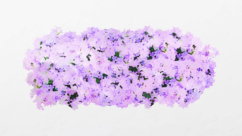 Purple flower bush collage element, garden design vector
