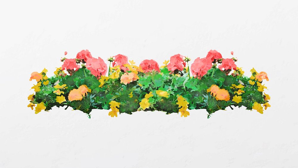 Flower bush collage element, garden design vector