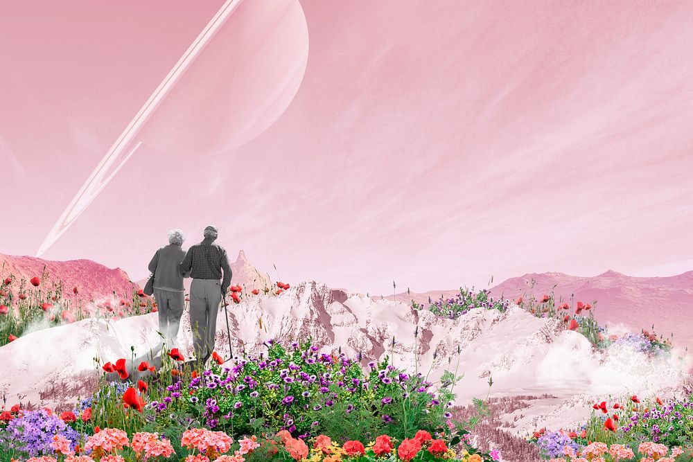 Love background, pink aesthetic surreal design