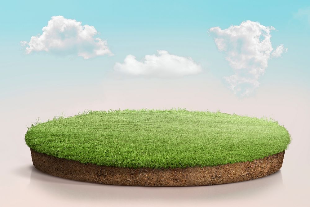Product backdrop, 3D green grass background psd
