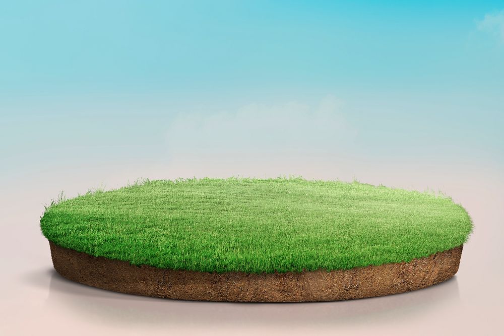 Product backdrop, 3D green grass background