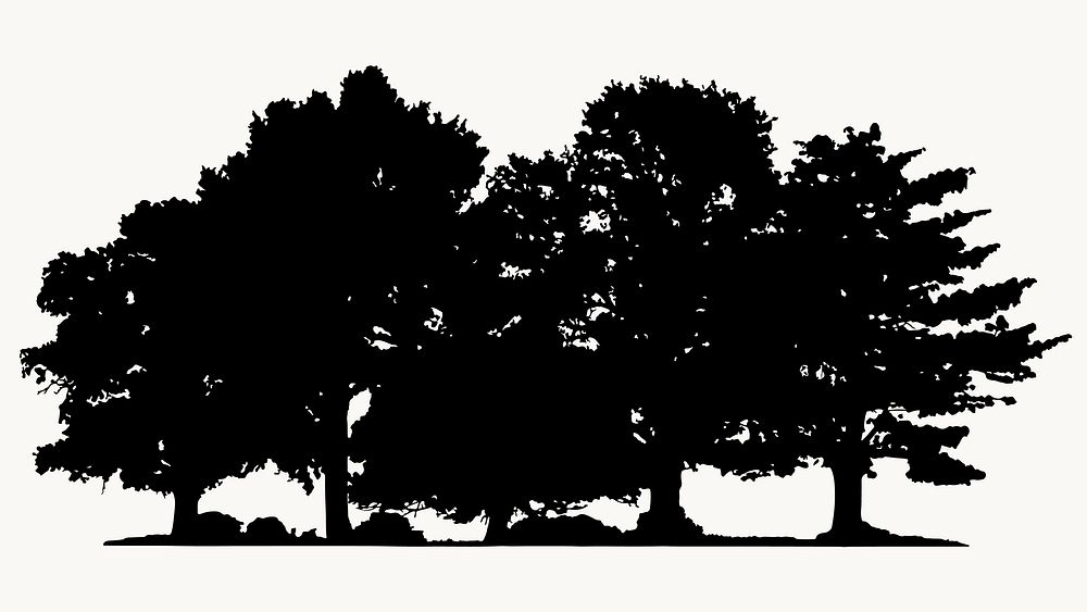 Silhouette trees isolated on white, nature design vector