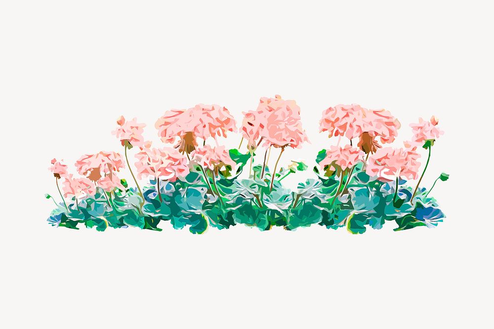Pink flower bush collage element, garden design vector