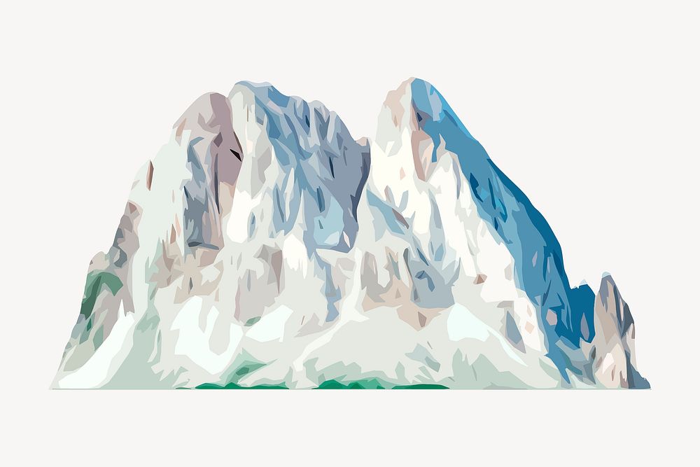 Rock mountain isolated on white, nature watercolor illustration design
