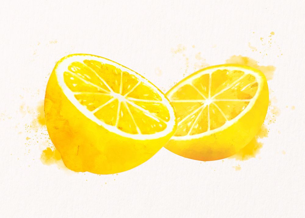 Watercolor lemon clipart, fruit illustration psd