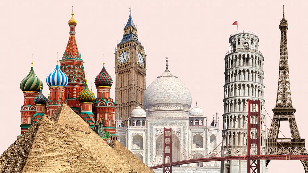 World landmarks HD wallpaper, travel remixed media background