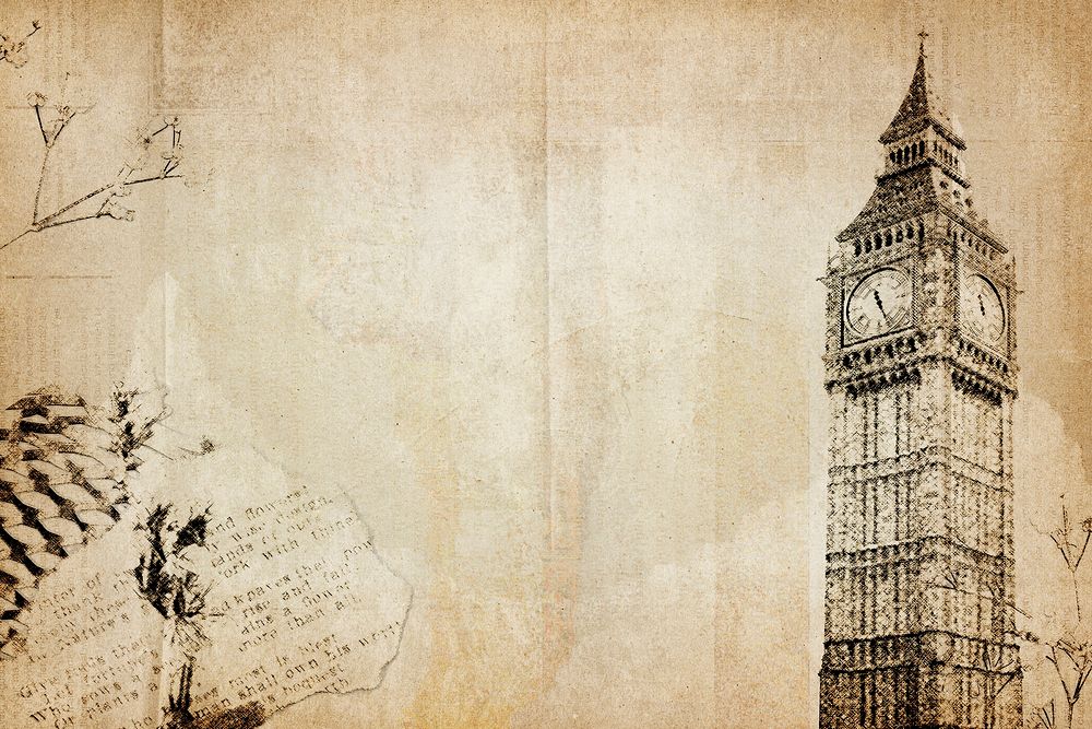 Vintage Big Ben background, famous clock tower psd