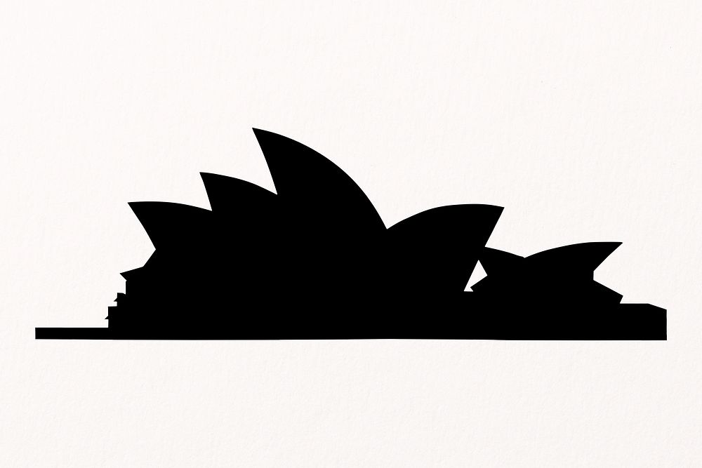 Sydney opera house silhouette background, black design psd